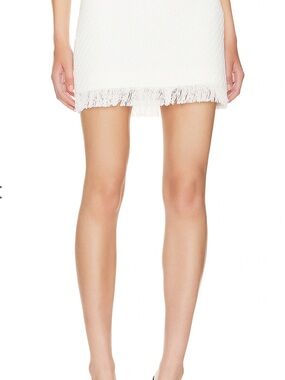 MAJORELLE Tricia White Fringe Hem Mini Skirt
